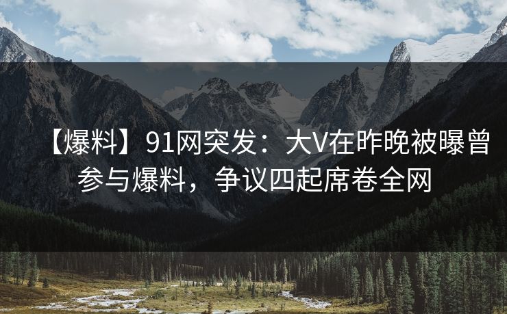 【爆料】91网突发：大V在昨晚被曝曾参与爆料，争议四起席卷全网