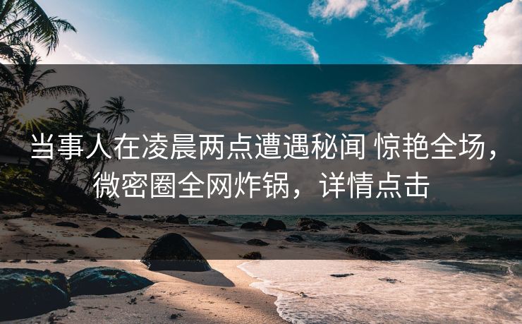 当事人在凌晨两点遭遇秘闻 惊艳全场,微密圈全网炸锅,详情点击 当事人在凌晨两点遭遇秘闻 惊艳全场,微密圈全网炸锅,详情点击